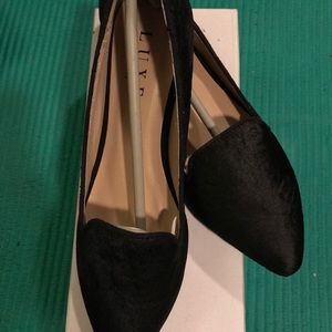 JustFab Luxury Black Calf Hair Loafers